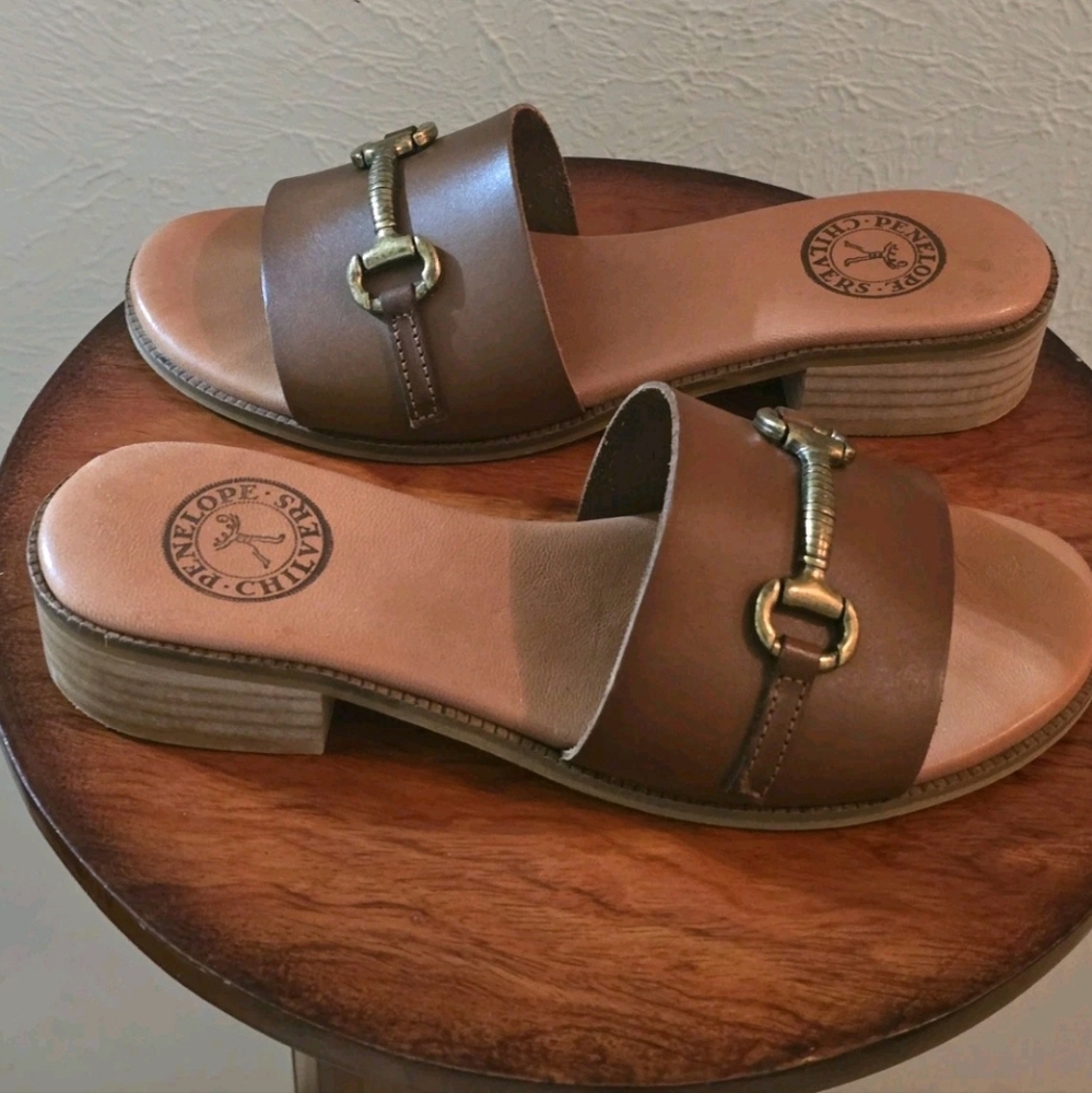 Penelope Chilvers Salamanca Leather Horsebit Slides Brown EU 38 US 7.5 - Picture 2 of 11